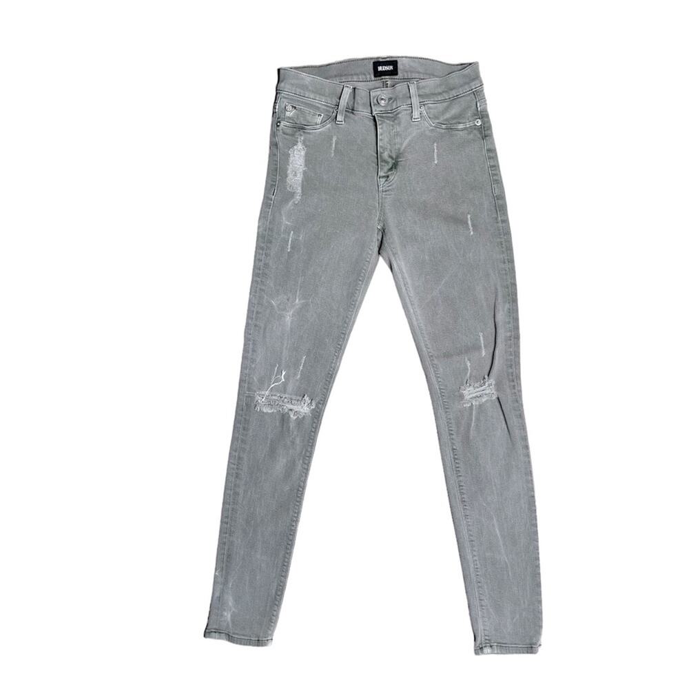 HUDSON Nico Mid Rise Super Skinny Distressed Jeans in Logo Women’s Size 26